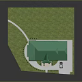 Single Family House Exterior Design Green Roof Beige Walls Steps Garage Car Lawn Path