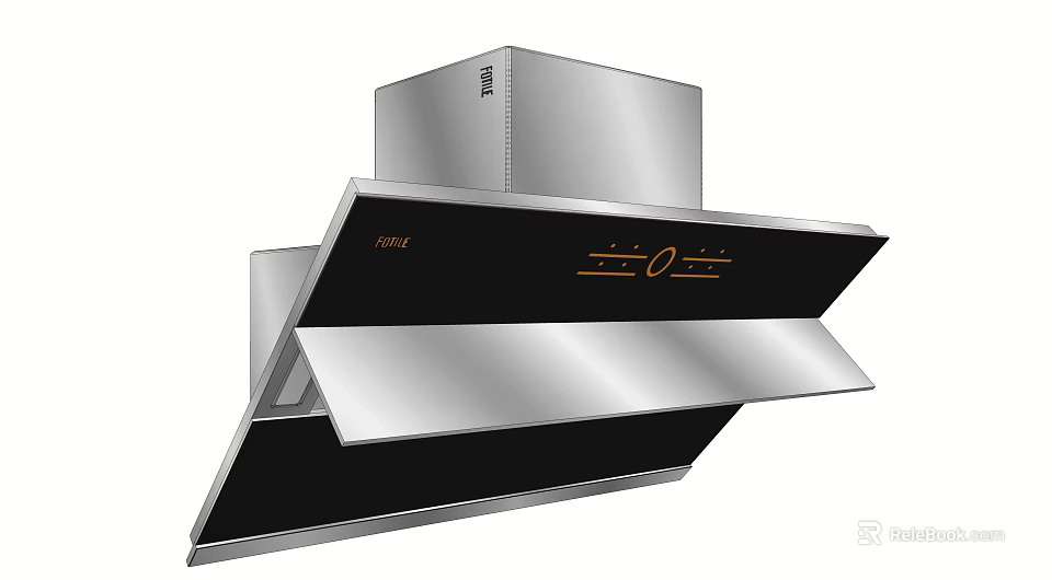Modern Kitchen Range Hood With Stainless Steel Black Finish And Digital Control Panel 3d model 