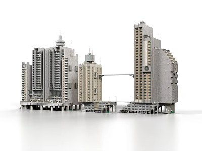 Modern High Rise Residential Buildings With Multiple Towers Balconies And Architectural Design 3d model