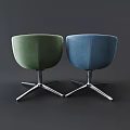 Modern Green And Blue Upholstered Leisure Chairs With Metal Star Base