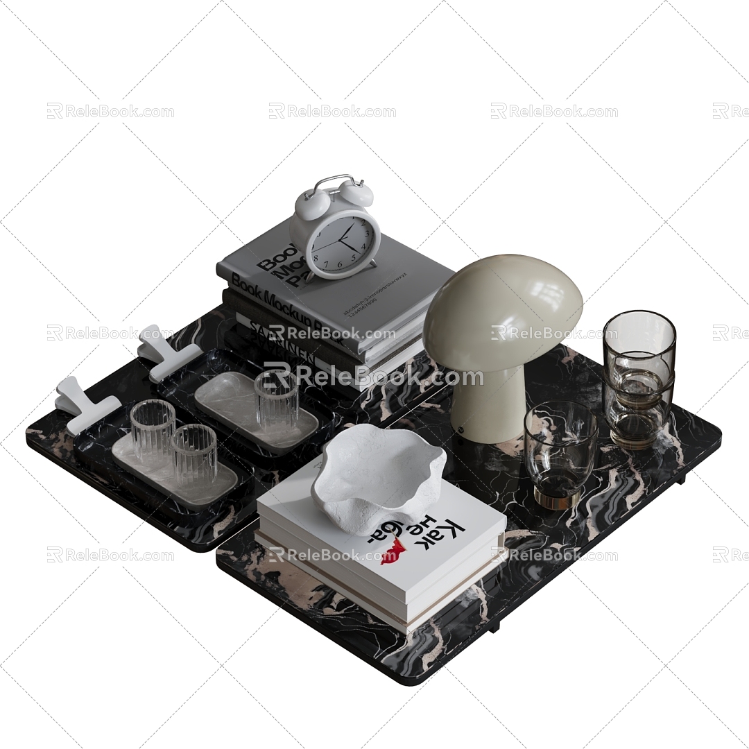 Modern Ornaments Combination Book Cup Ashtray Clock 3d model