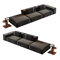 Modern multi-person sofa tofu block sofa module sofa combination sofa three-person sofa stainless steel side table 3d model