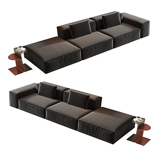 Modern multi-person sofa tofu block sofa module sofa combination sofa three-person sofa stainless steel side table 3d model