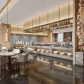 Elegant Luxurious Restaurant Interior With Dining Tables Bar Counter And Decorative Flowers