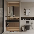 Modern Bathroom Interior Design With Glass Shower Partition Toilet And Vanity Mirror