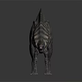 Realistic 3D Rendered Dinosaur With Spiked Back And Striped Pattern On Gray Background 3d model