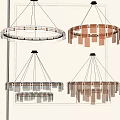 Modern Circular Pendant Lights With Transparent Panels And Metal Frame Designs 3d model