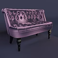 Elegant Purple Single Sofa with Tufted Back Seat and Velvet Upholstery Black Wooden Legs