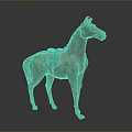 Realistic Orange Horse Model With Blue Saddle And Gray Background Decor