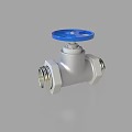 Silver Metal Pipe Featuring Blue Valve Handle And Threaded End Connections