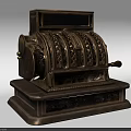 Vintage Commercial Cash Register Equipment With Ornate Metal Carvings And Classic