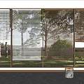 Window Blinds On Window With Indoor View Of Outdoor Garden Trees And Natural Light