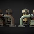Vintage Industrial Mechanical Equipment With Pipes Valves And Motor Components