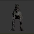 Realistic Large Carnivorous Dinosaur 3D Model With Gray Skin Spiked Back Sharp Teeth Open Mouth 3d model