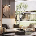 Modern Sales Office Interior With Comfortable Sofa Coffee Table Floor Lamp And Decorative Painting