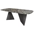 Modern Dining Table With Marble Top And Fluted Metal Legs