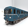 Blue Vintage Train in Elegant Style With Retro Carriages and Classic Design Details