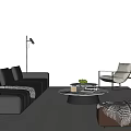 Modern Living Room Sofa And Coffee Table Set With Accent Chair Floor Lamp And Carpet