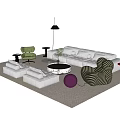 Modern sofa coffee table combination 3d model