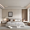 Modern Minimalist Bedroom Interior With Platform Bed And Area Rug Decor