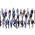 Group of Diverse Business Professionals in Formal Attire Standing and Sitting