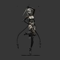 Sci Fi Game Movie Character Combat Outfit Weapon Dynamic Pose Mechanical Details Display Base