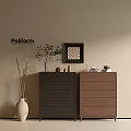Modern Entryway Cabinet and Side Cabinet Dark Gray Brown with Decorative Vase Plants Photo Frame