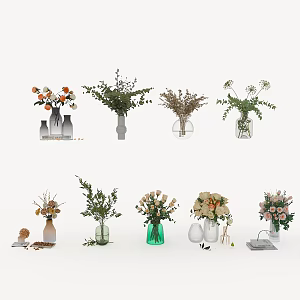 Green Plant Vase Ornaments 3d model