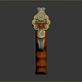Decorative Revolver With Gold Silver Accents Red Green Details And Carved Wooden Grip