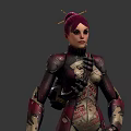 Sci Fi Character Design With Pink Hair And Biomechanical Armor Three Angles 3d model