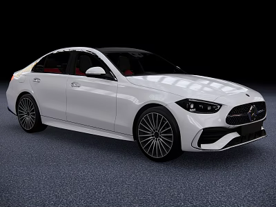 White Luxury Sedan with Sleek Body Lines Modern Front Grille and Black Alloy Wheels 3d model