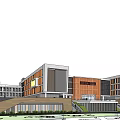 Campus Sports Complex Featuring Track Field Green Roof Buildings And Playground