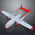 White And Red Twin Engine Biplane With Reflective Surface And Aerodynamic Wings Design