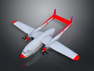 White And Red Twin Engine Biplane With Reflective Surface And Aerodynamic Wings Design 3d model