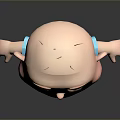 Cartoon Man Character With Short Hair Blue Shirt And White Diaper Smiling