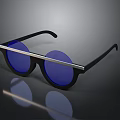 Stylish Modern Sunglasses With Black Frames Blue Lenses And Silver Metal Bar