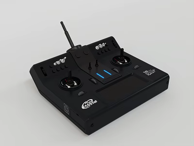 Modern Television Set With Black Wireless Remote Control Featuring Joysticks And Buttons 3d model