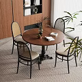Quiet Chinese Style Casual Table and Chair Solid Wood Round Table Coffee Table and Chair Negotiation Table Solid Wood Single Chair Vase Ornaments Solid Wood Bookcase 3d model