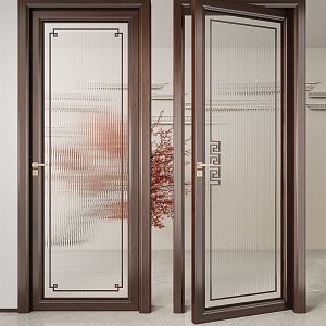 New Chinese Style Flat Door Glass Single Door 3d model