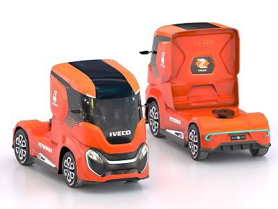 Orange IVECO Concept Trucks With Modern Design 3d model Orange IVECO Concept Trucks With Modern Design 3d model