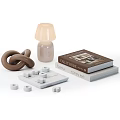 Modern Decorative Ornament Set With Geometric Shapes Books And Vase For Home Decor