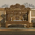Chinese Traditional Wooden Carved Garden Ornament Seat With Elaborate Patterns And Classic Design
