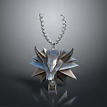 Stylish Silver Wolf Head Pendant Necklace With Chain Fashion Accessory