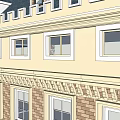 Classical European Style Office Building With Spires Brick Exterior And Arched Windows