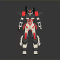 Game Movie Character Red White Gray Mech Robot With Mechanical Armor Design