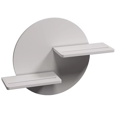 White Modern Wall Mounted Shelving Unit with Circular Backplate and Two Shelves 3d model
