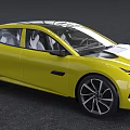 Yellow Coupe Car With Sleek Aerodynamic Design Modern Front Face And Large Wheels