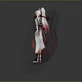 White Haired Female Character With Black And White Outfit Red Swords And Lightning Effects
