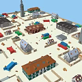 Ancient Town Architectural Layout With Historical Buildings Towers And Traditional Houses