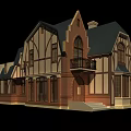 Traditional Detached Villa Featuring Wooden Frame Brick Exterior Dark Roof And Balcony